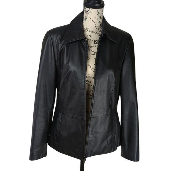 Apt. 9 Jackets & Blazers - Apt. 9 Women's Size Small Black Lambskin Leather Zip Up Jacket